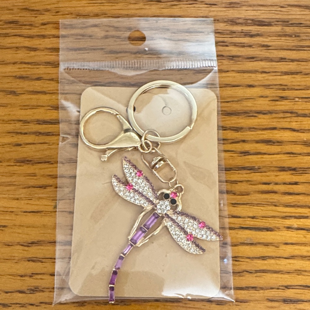 Purple and Pink Dragonfly Keychain - Picture 2 of 2